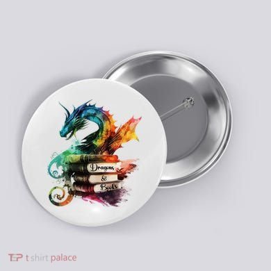 Dragons And Books Watercolor Fantasy Dragon Lover Theme Button