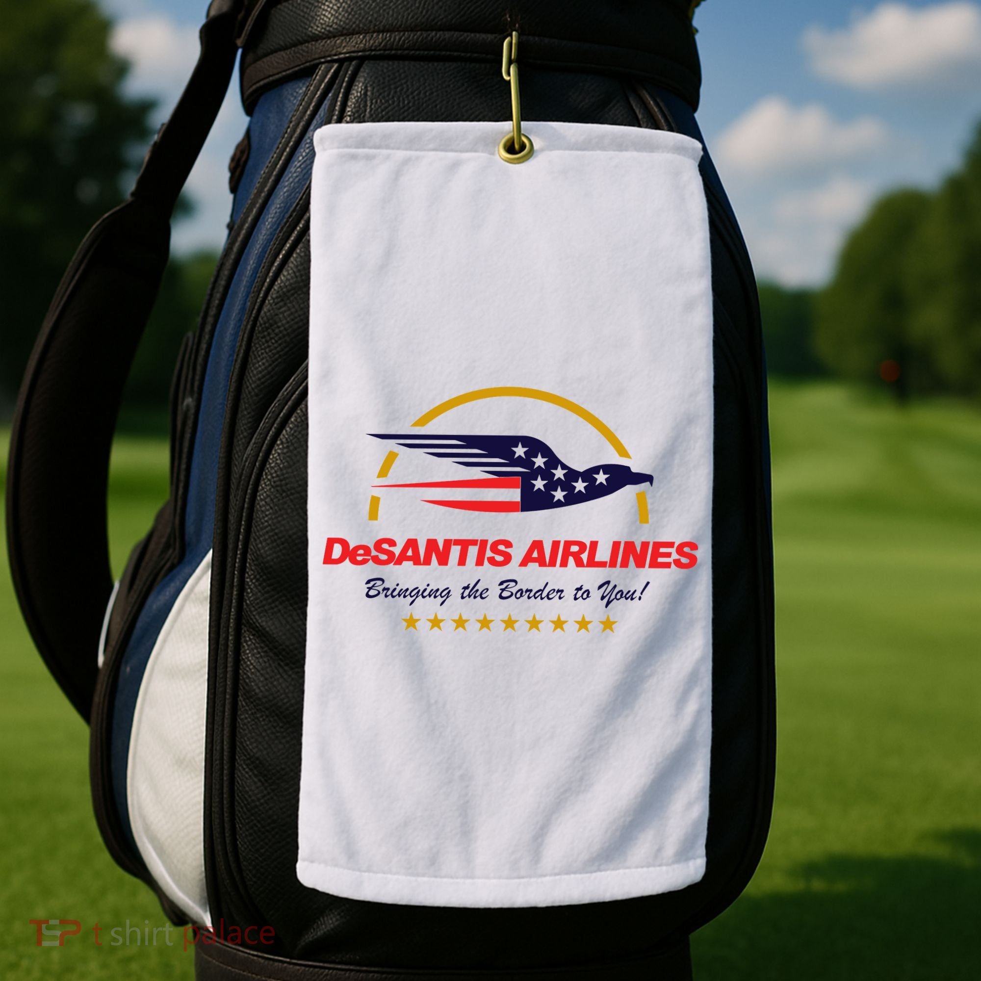 DeSantis Airlines Bringing The Border To You Funny Golf Towel