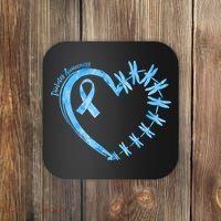 Diabetes Awareness Blue Dragonfly Ribbon Heart Coaster thumb 0