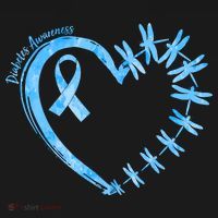 Diabetes Awareness Blue Dragonfly Ribbon Heart Coaster thumb 2