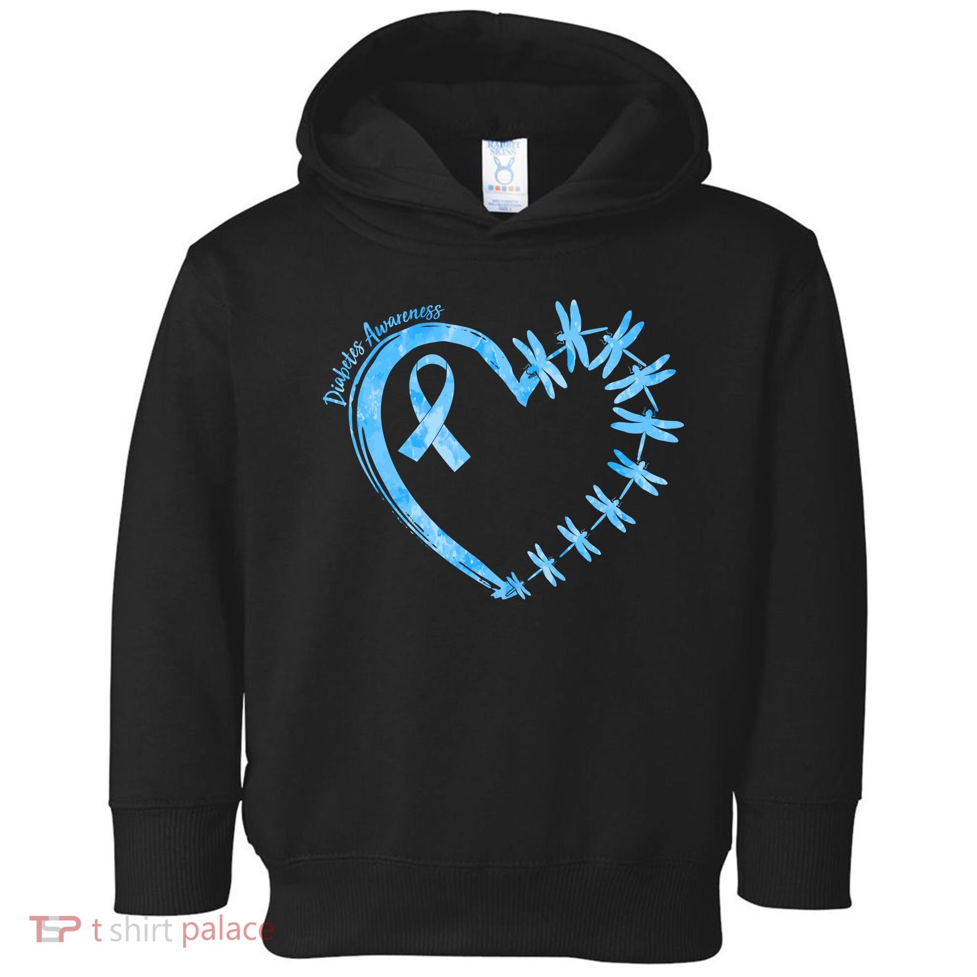 Diabetes Awareness Blue Dragonfly Ribbon Heart Toddler Hoodie
