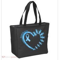 Diabetes Awareness Blue Dragonfly Ribbon Heart Tote Bag thumb 2