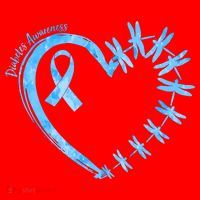 Diabetes Awareness Blue Dragonfly Ribbon Heart Santa Hat thumb 1