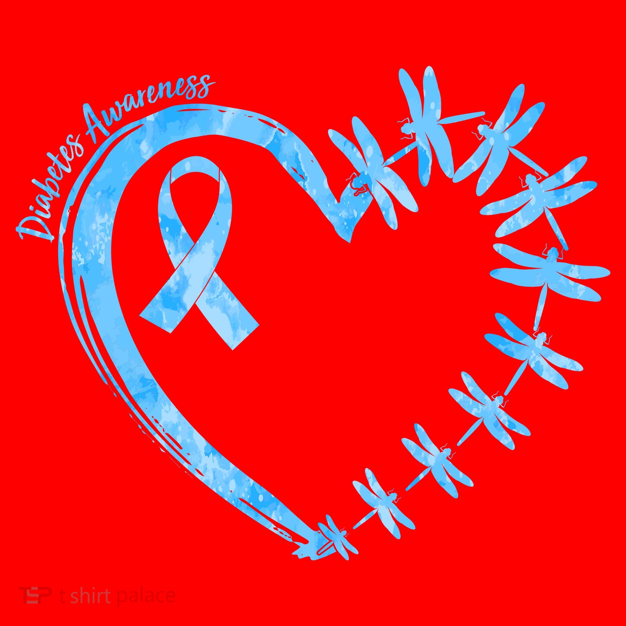 Diabetes Awareness Blue Dragonfly Ribbon Heart Santa Hat