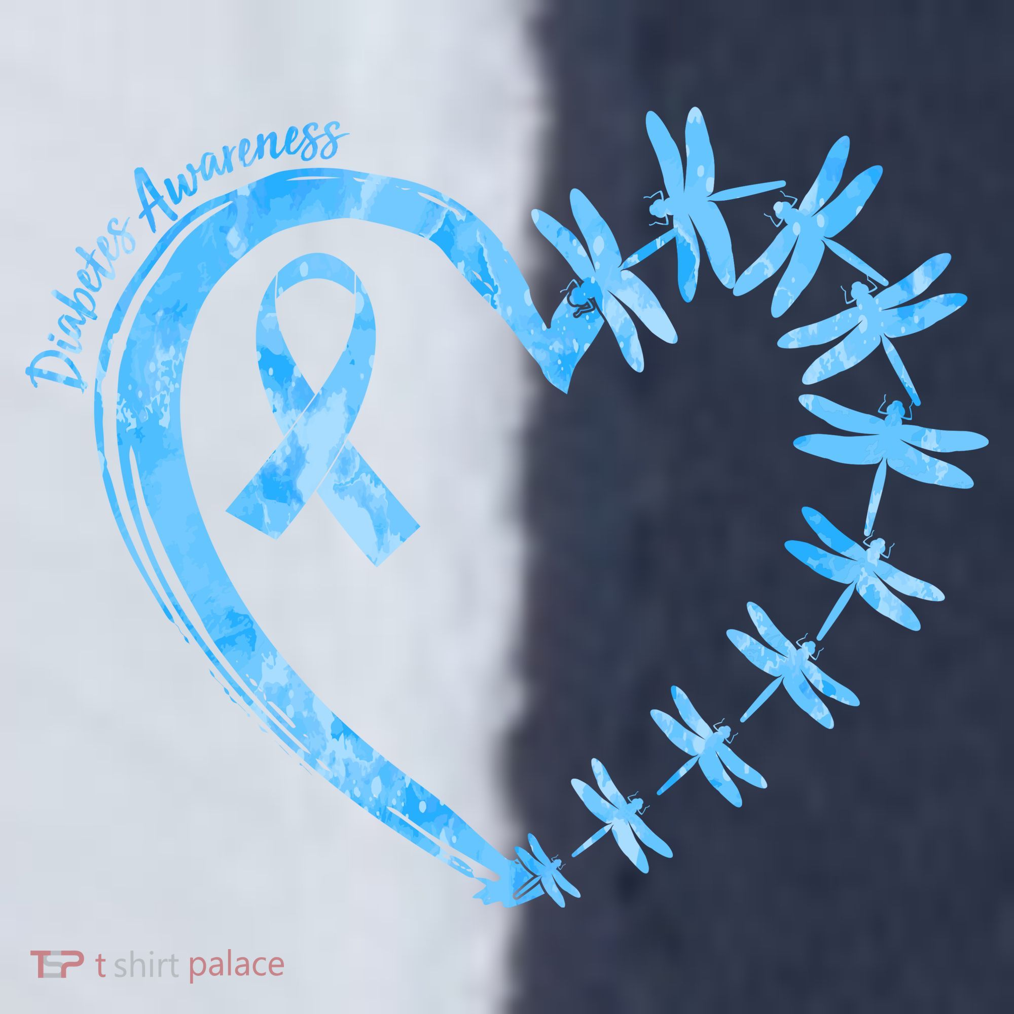 Diabetes Awareness Blue Dragonfly Ribbon Heart Sport-Tek Competitor United Soccer Jersey