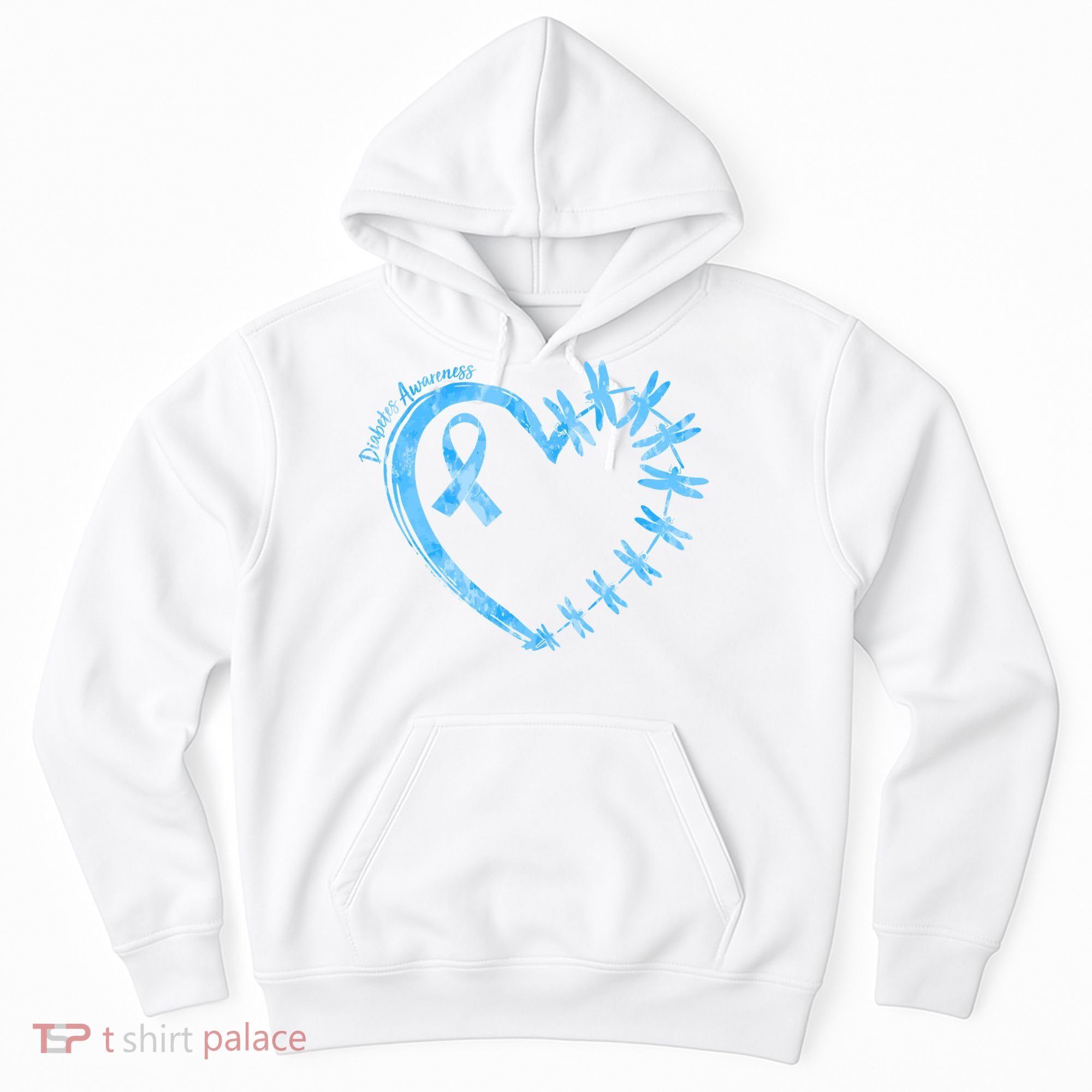 Diabetes Awareness Blue Dragonfly Ribbon Heart Hoodie