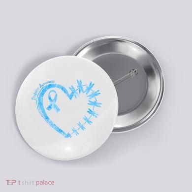 Diabetes Awareness Blue Dragonfly Ribbon Heart Button