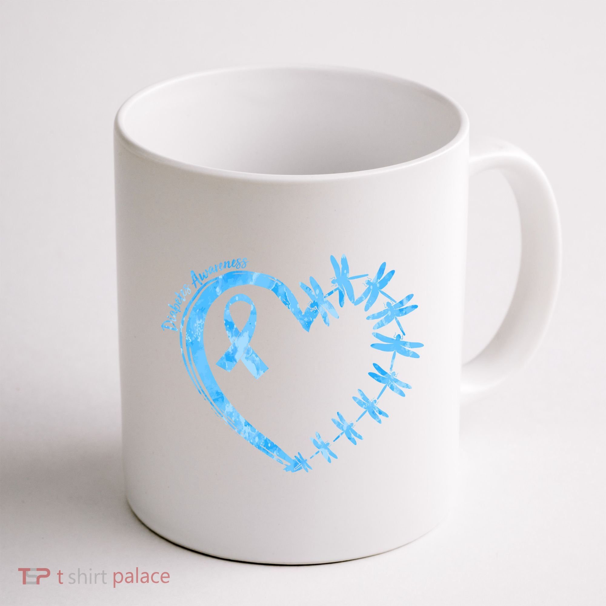 Diabetes Awareness Blue Dragonfly Ribbon Heart Coffee Mug