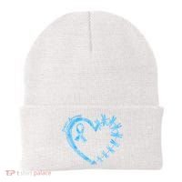 Diabetes Awareness Blue Dragonfly Ribbon Heart Beanie thumb 0