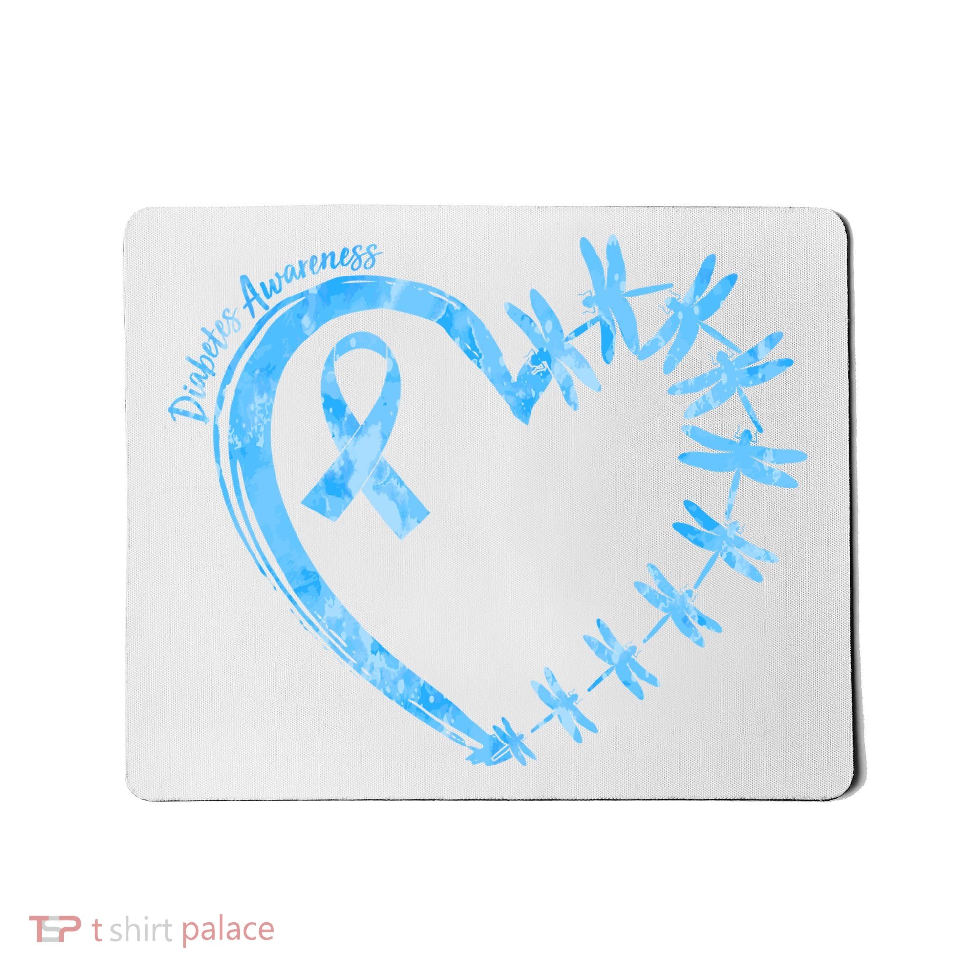 Diabetes Awareness Blue Dragonfly Ribbon Heart Mousepad