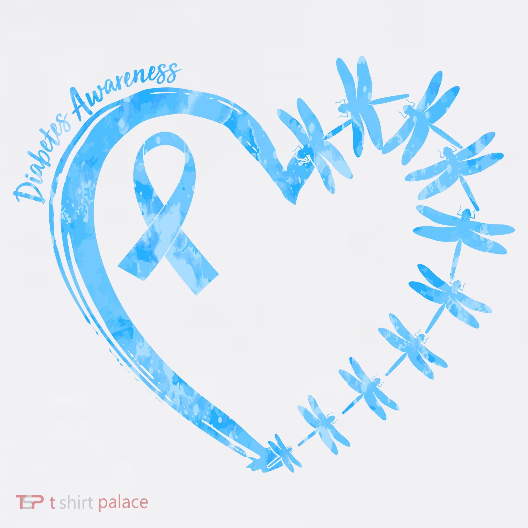 Diabetes Awareness Blue Dragonfly Ribbon Heart Women's Tank Top