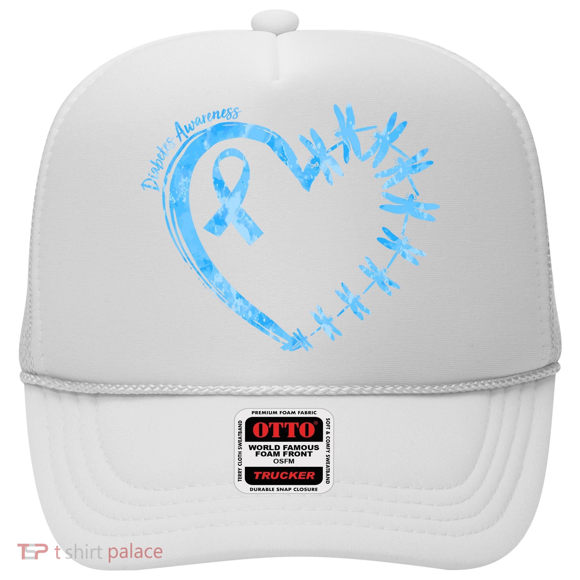 Diabetes Awareness Blue Dragonfly Ribbon Heart Hat