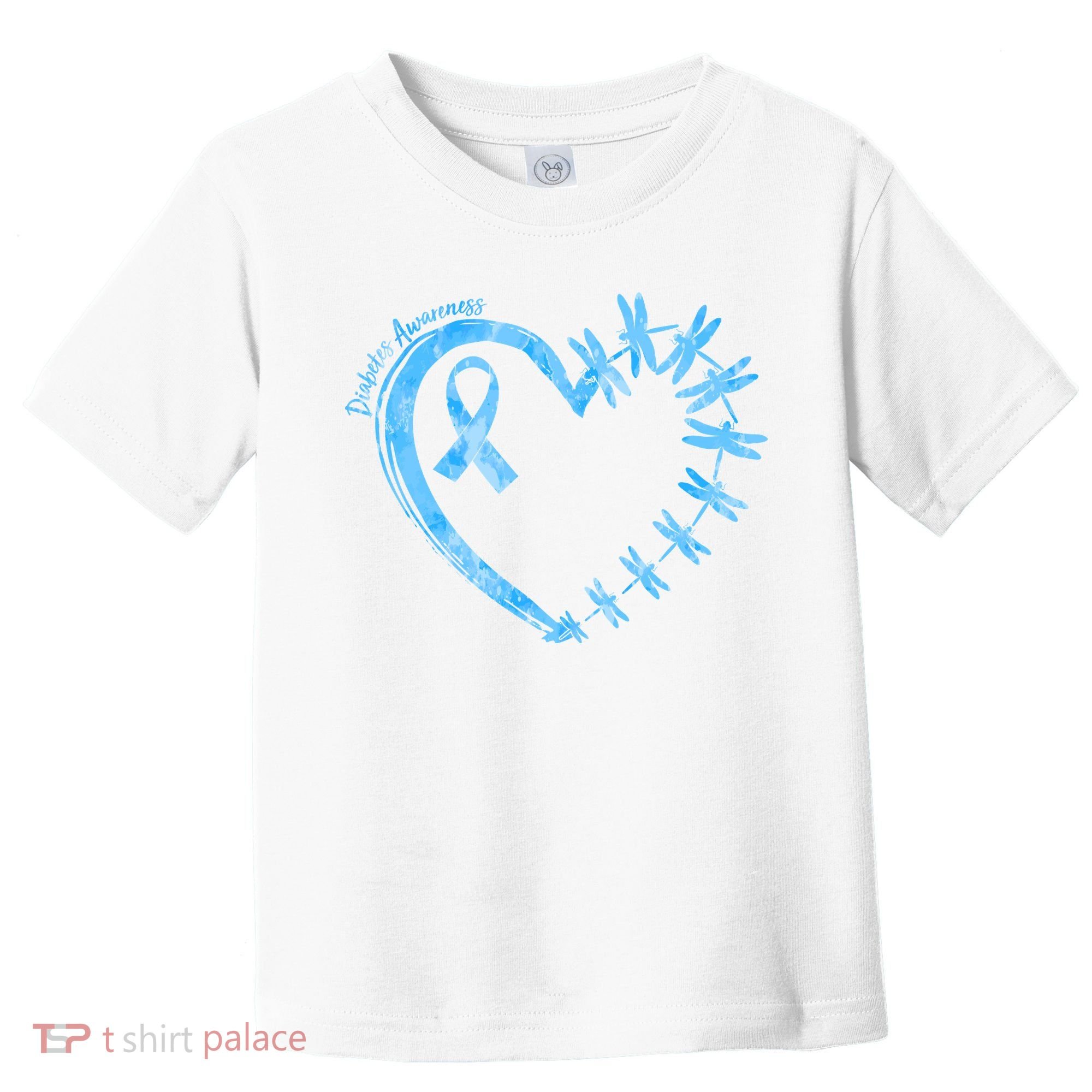 Diabetes Awareness Blue Dragonfly Ribbon Heart Toddler T-Shirt