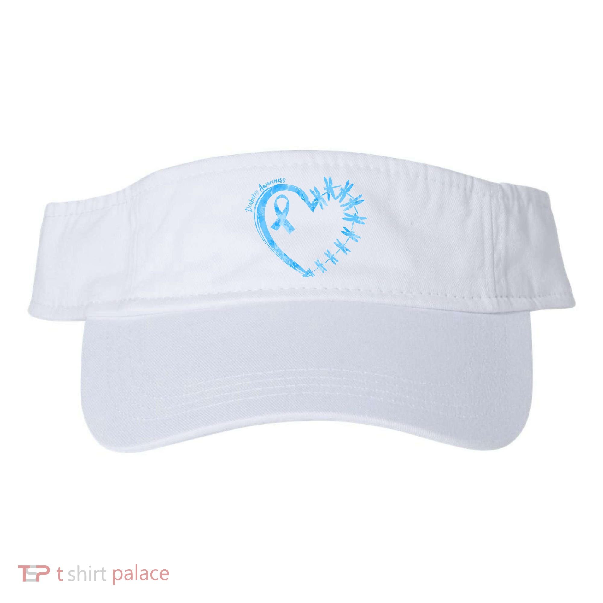 Diabetes Awareness Blue Dragonfly Ribbon Heart Visor