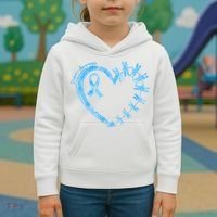 Diabetes Awareness Blue Dragonfly Ribbon Heart Kids Hoodie thumb 3