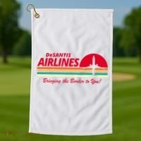 DeSantis Airlines Bringing The Border To You Golf Towel thumb 1