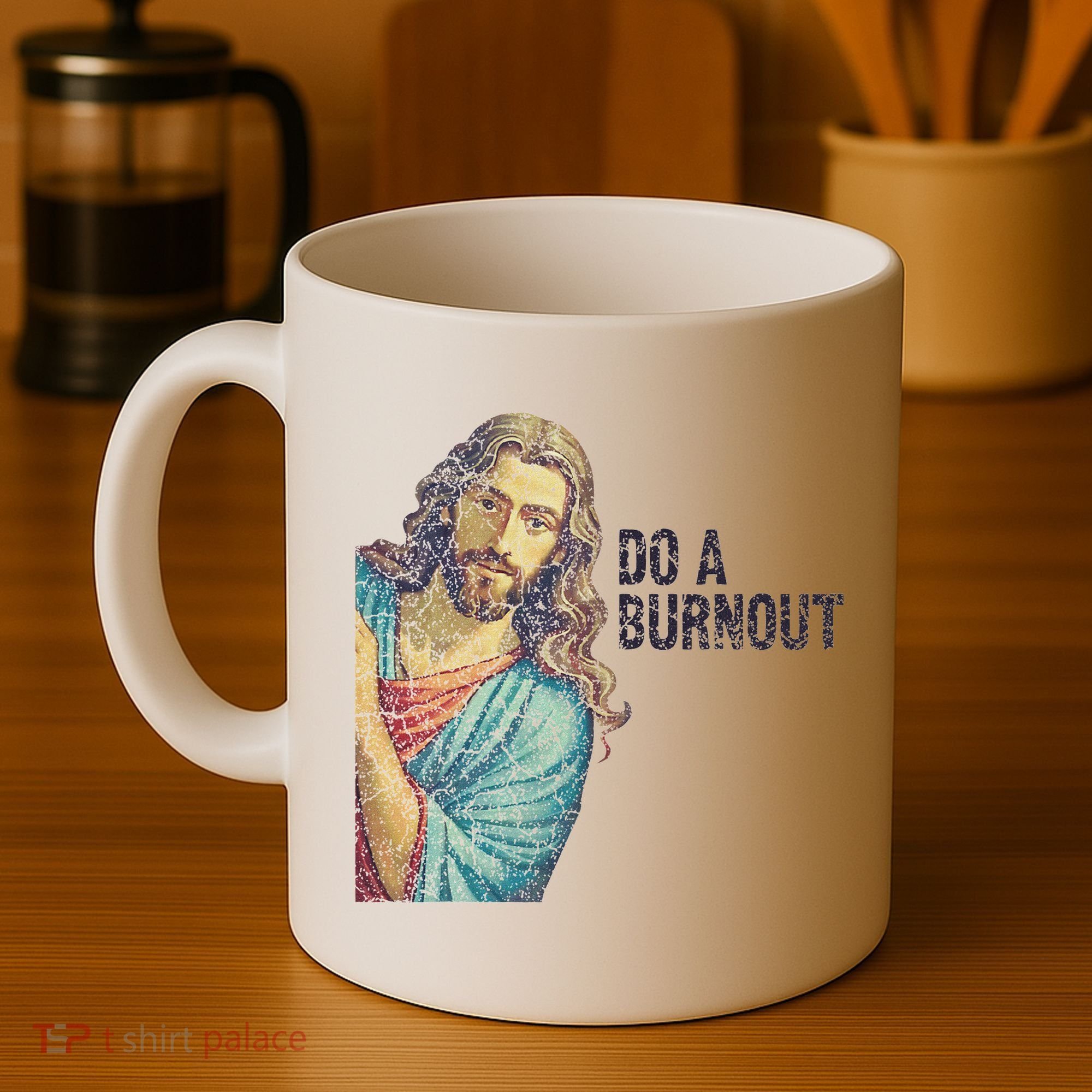 Do A Burnout Jesus Meme Funny Saying Hard Working Coffee Mug