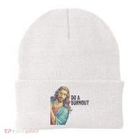 Do A Burnout Jesus Meme Funny Saying Hard Working Beanie thumb 0