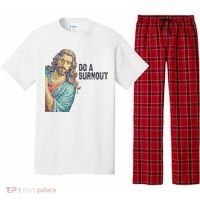 Do A Burnout Jesus Meme Funny Saying Hard Working Pajama Set thumb 0