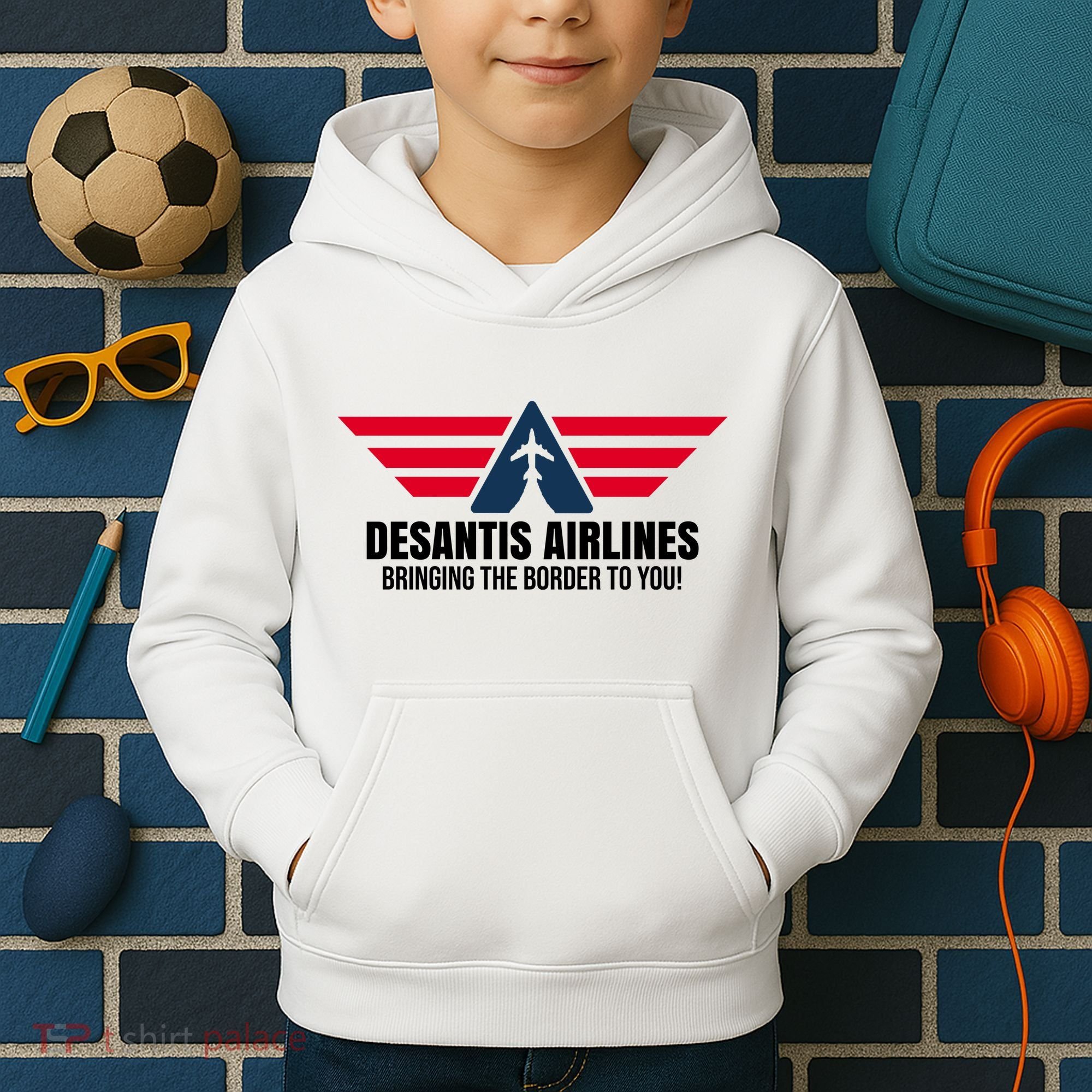 Desantis Airlines Bringing The Boarder To You Political Kids Hoodie