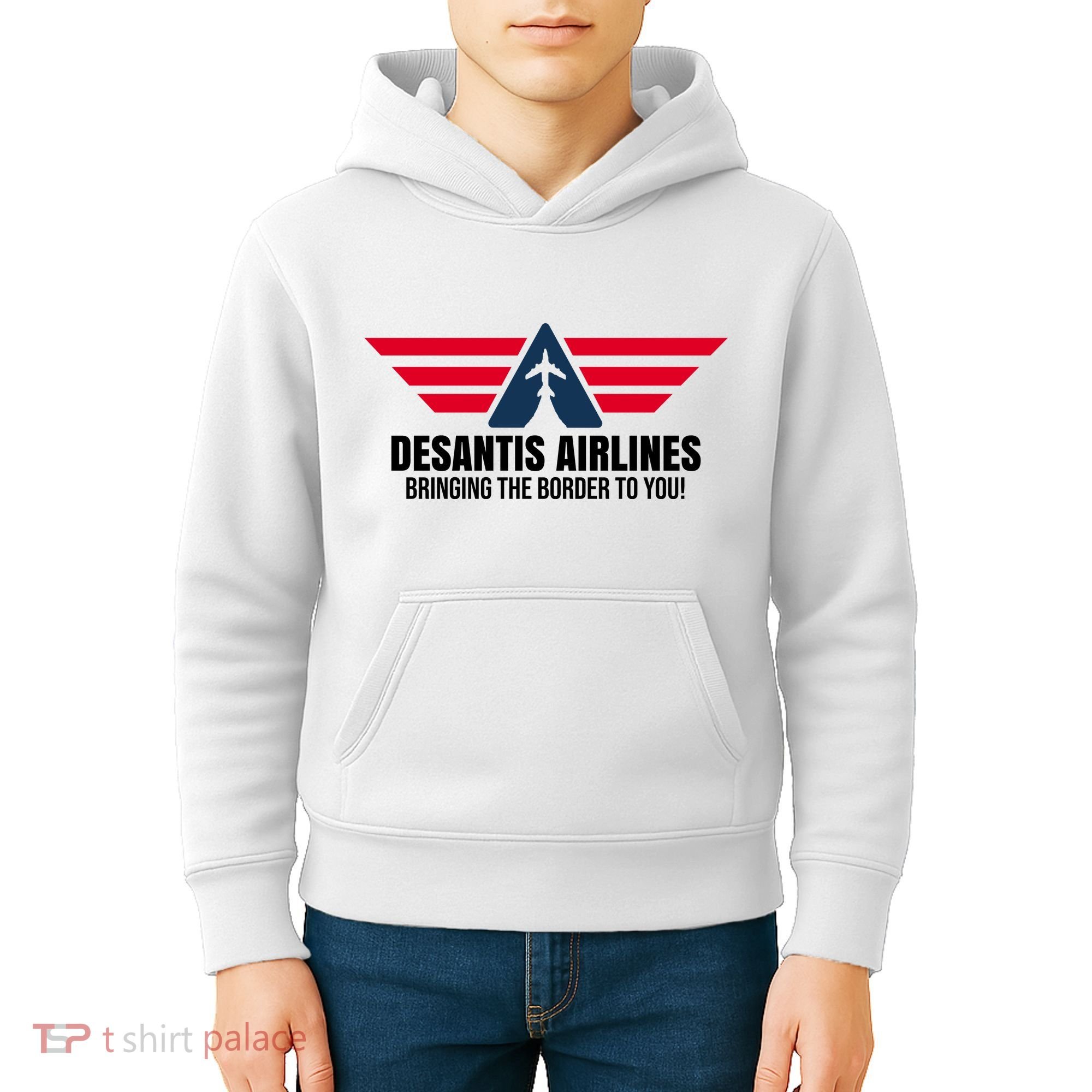 Desantis Airlines Bringing The Boarder To You Political Kids Hoodie