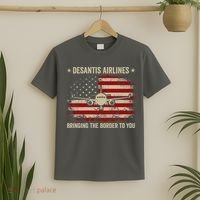 DeSantis Airlines Bringing The Border To You American US Flag Vintage T-Shirt thumb 2