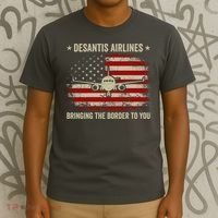DeSantis Airlines Bringing The Border To You American US Flag Vintage T-Shirt thumb 3