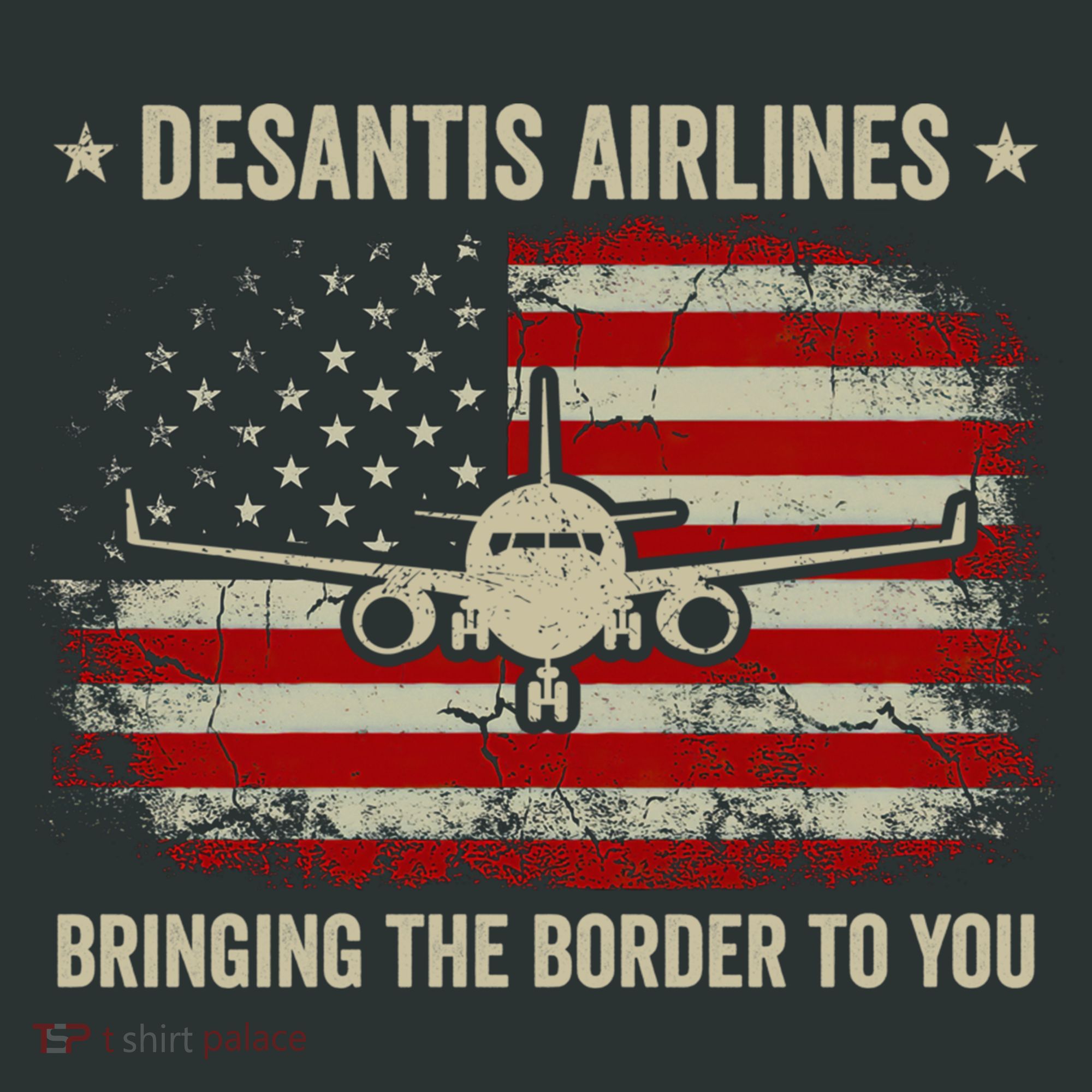 DeSantis Airlines Bringing The Border To You American US Flag Vintage T-Shirt