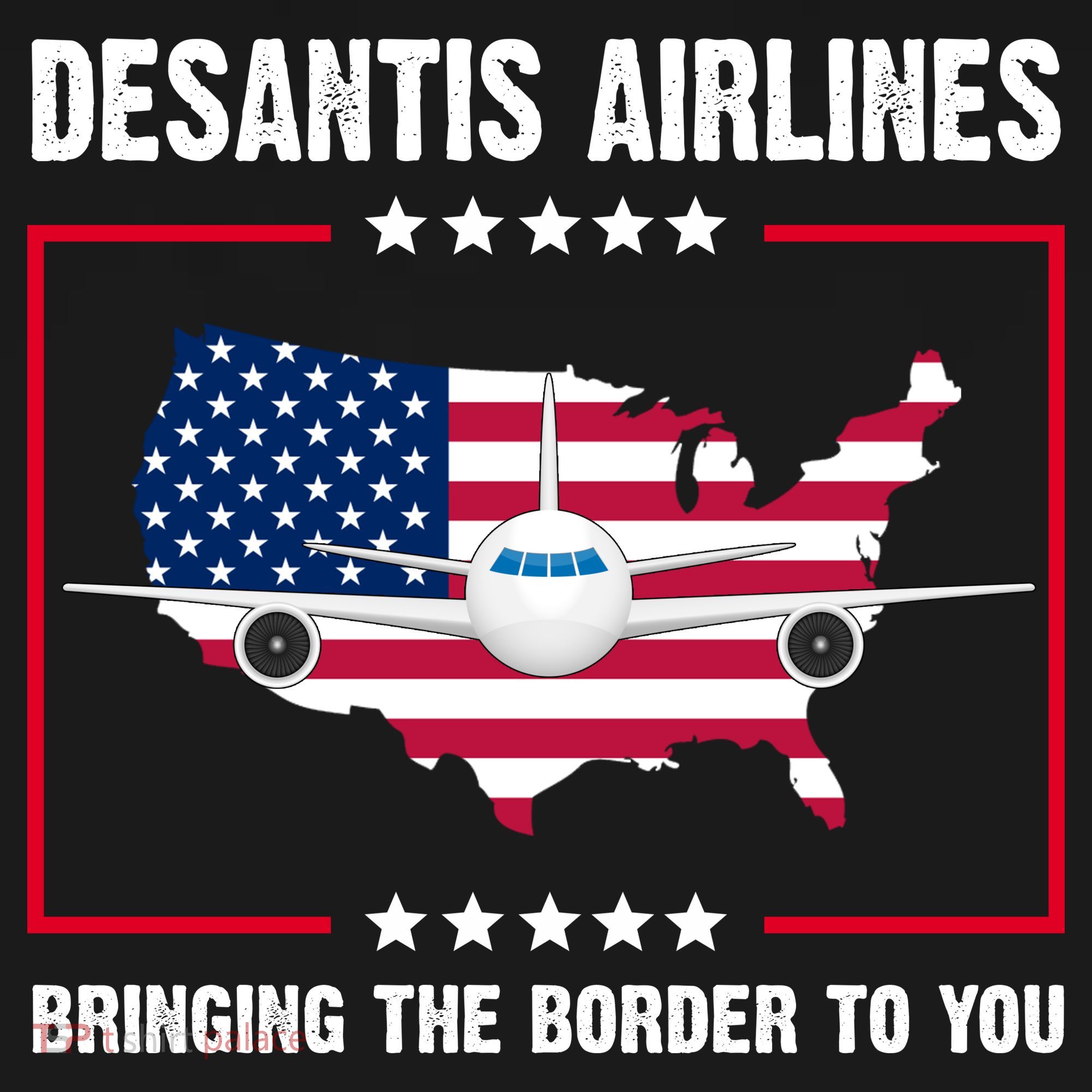 Desantis Airlines Brining The Border To You American Flag Polo