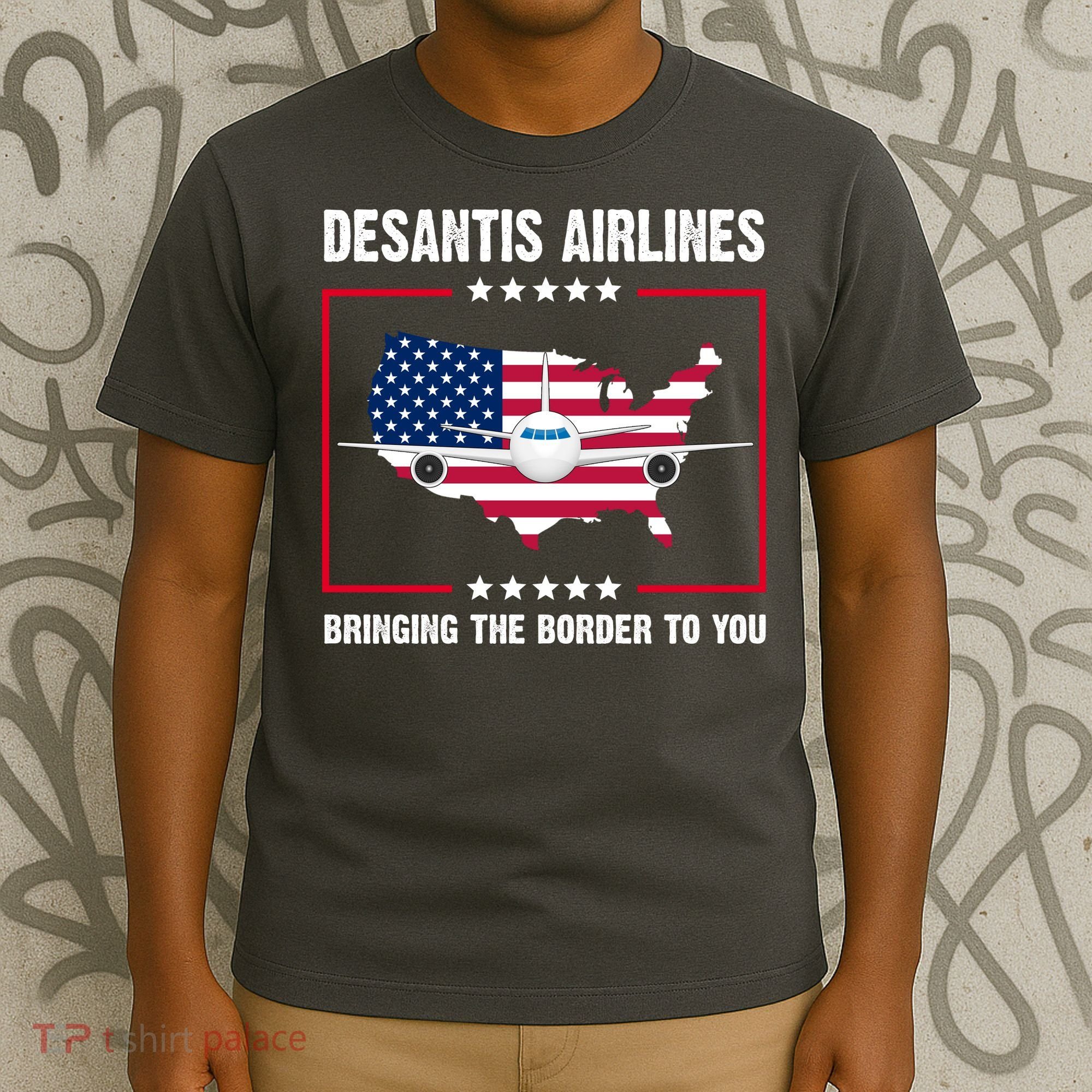 Desantis Airlines Brining The Border To You American Flag T-Shirt