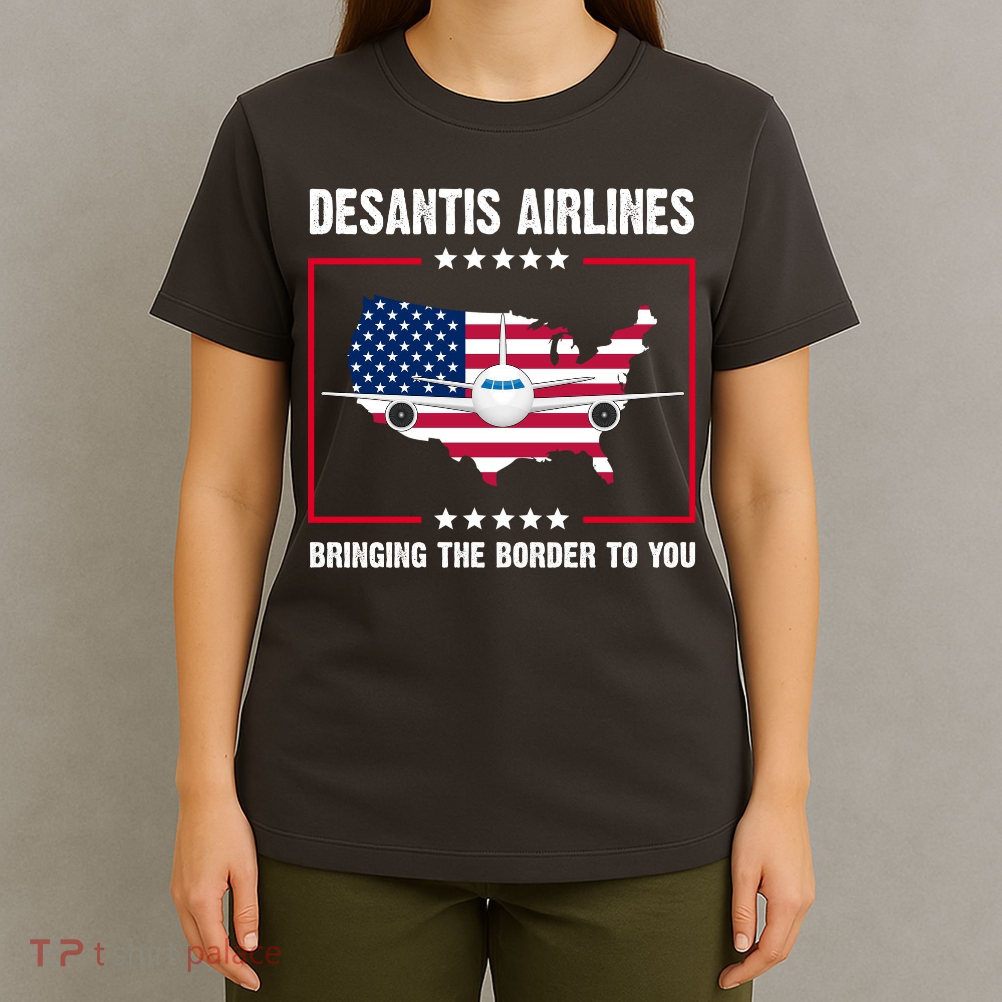 Desantis Airlines Brining The Border To You American Flag T-Shirt