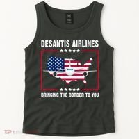 Desantis Airlines Brining The Border To You American Flag Tank Top thumb 2