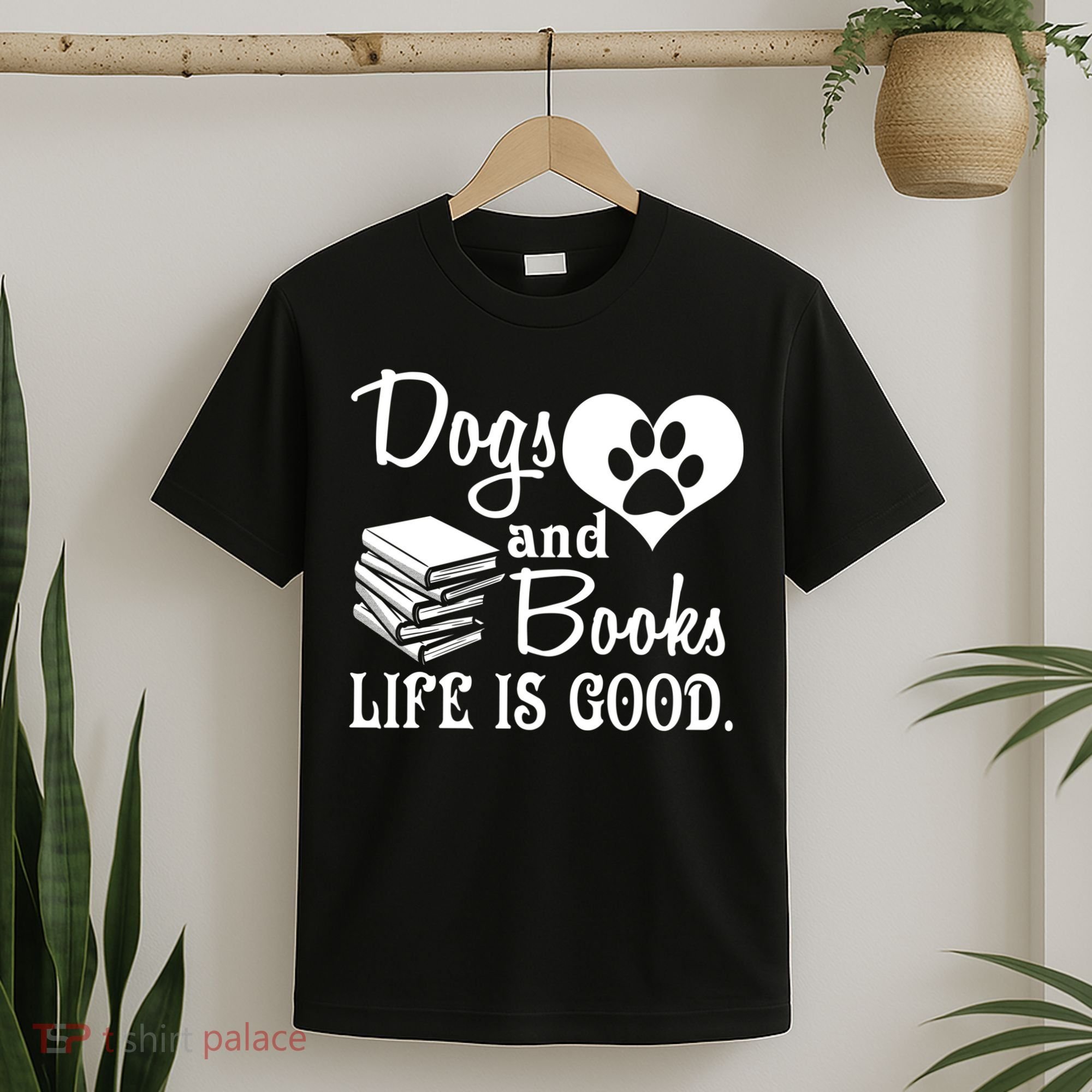 Dog And Books Are Good - Cute Animal Tee T-Shirt