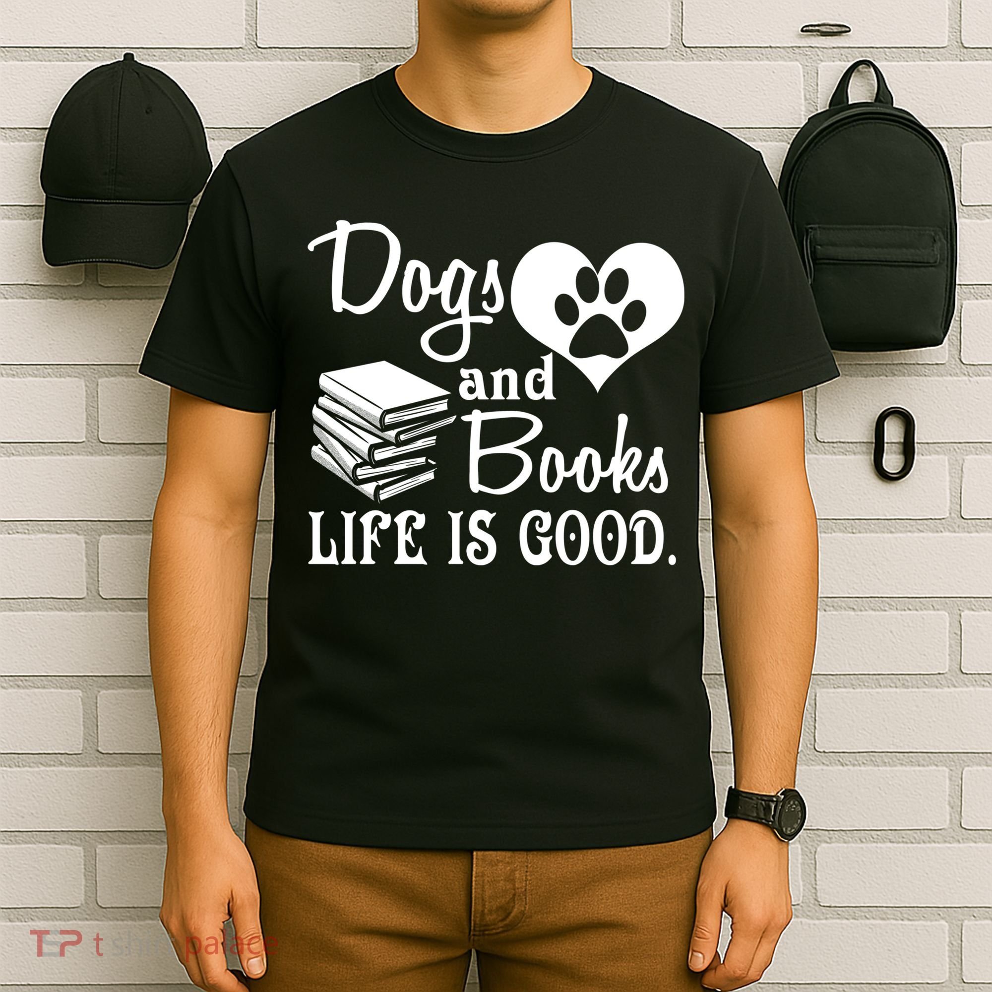Dog And Books Are Good - Cute Animal Tee T-Shirt