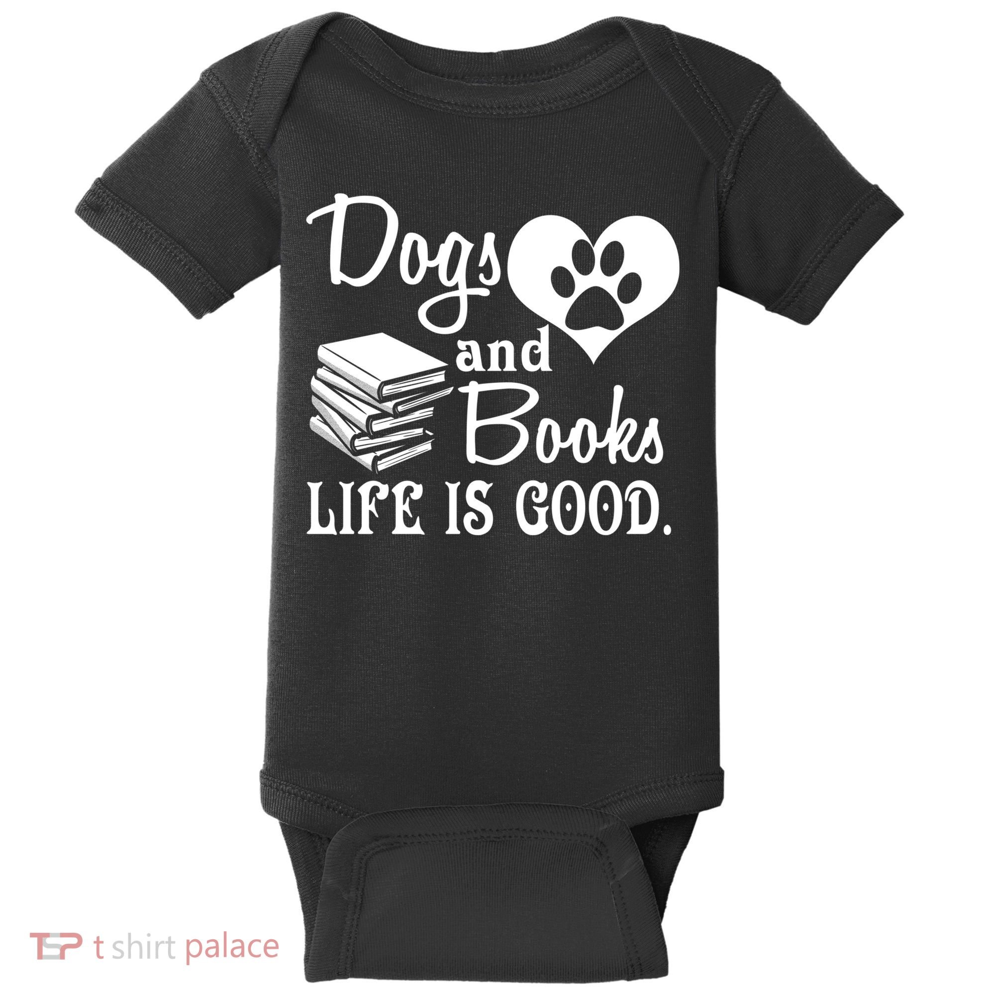 Dog And Books Are Good - Cute Animal Tee Baby Bodysuit