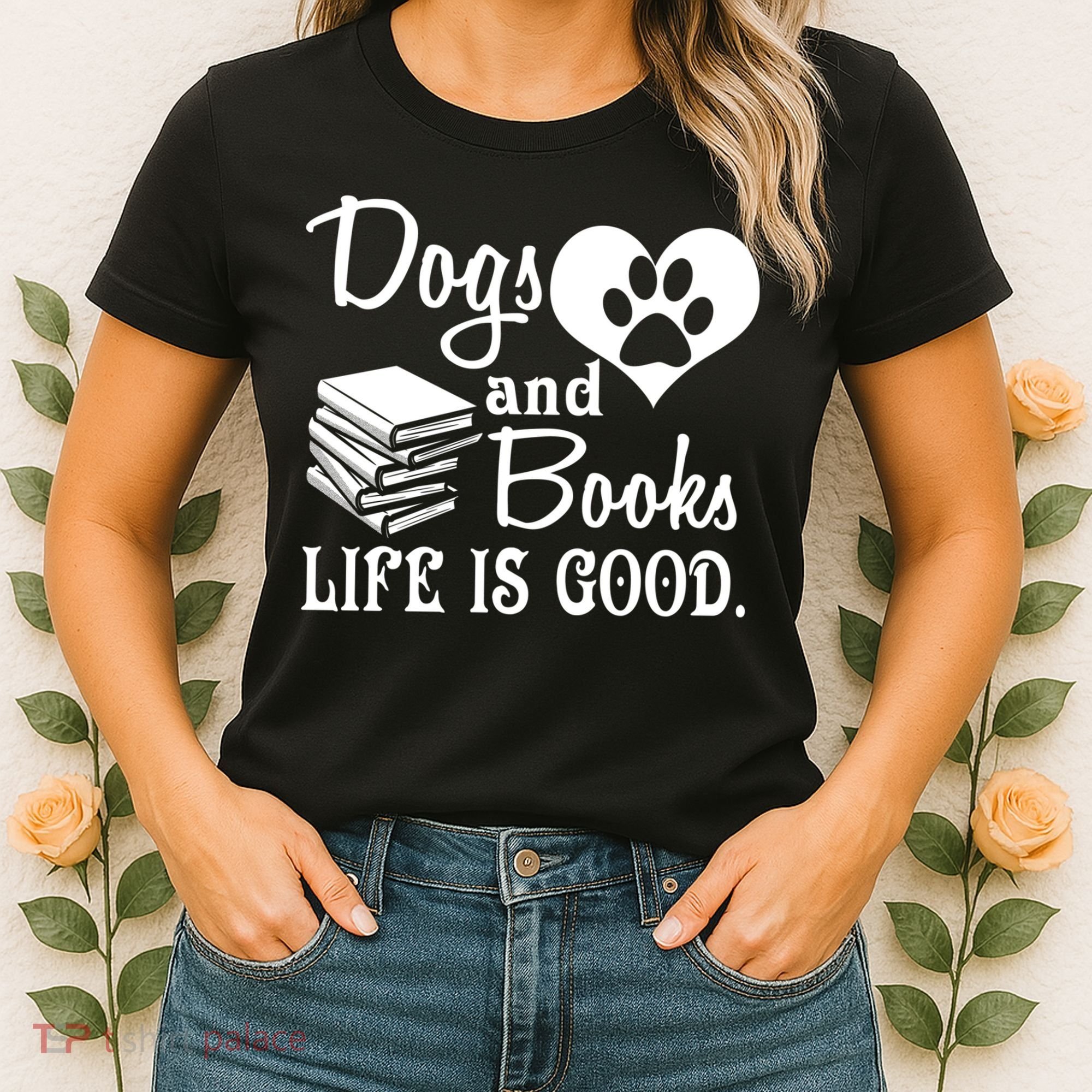 Dog And Books Are Good - Cute Animal Tee Women's T-Shirt