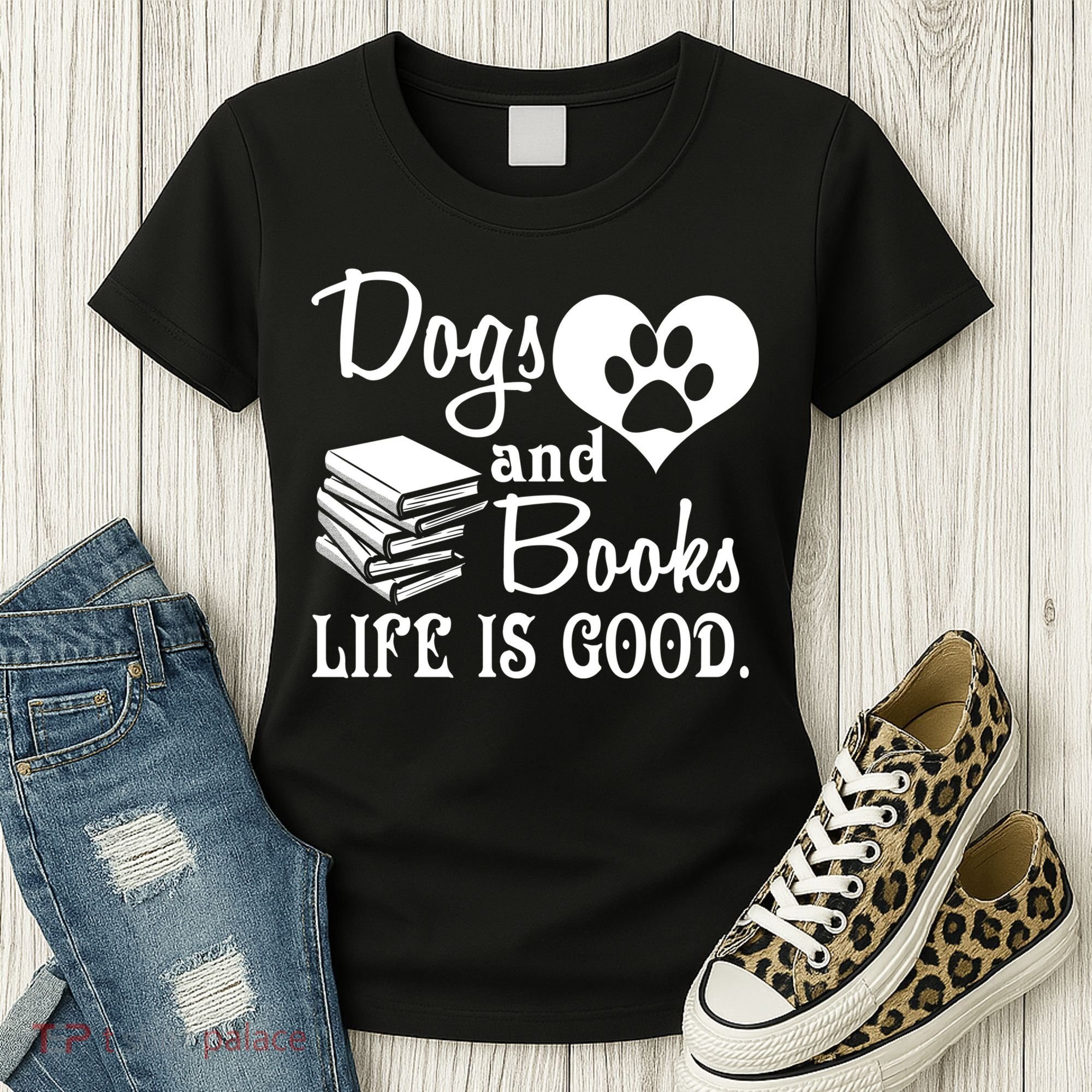 Dog And Books Are Good - Cute Animal Tee Women's T-Shirt