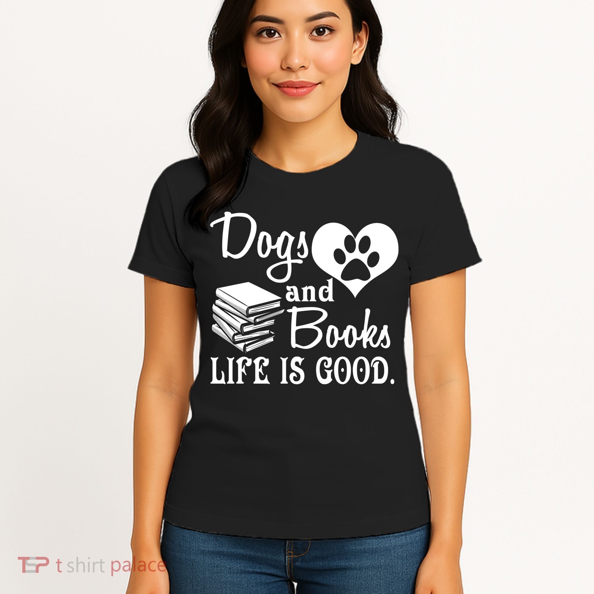 Dog And Books Are Good - Cute Animal Tee Women's T-Shirt