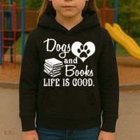 Dog And Books Are Good - Cute Animal Tee Kids Hoodie thumb 3