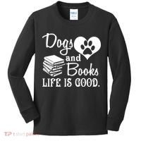 Dog And Books Are Good - Cute Animal Tee Kids Long Sleeve Shirt thumb 0