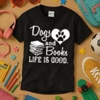 Dog And Books Are Good - Cute Animal Tee Kids T-Shirt thumb 3