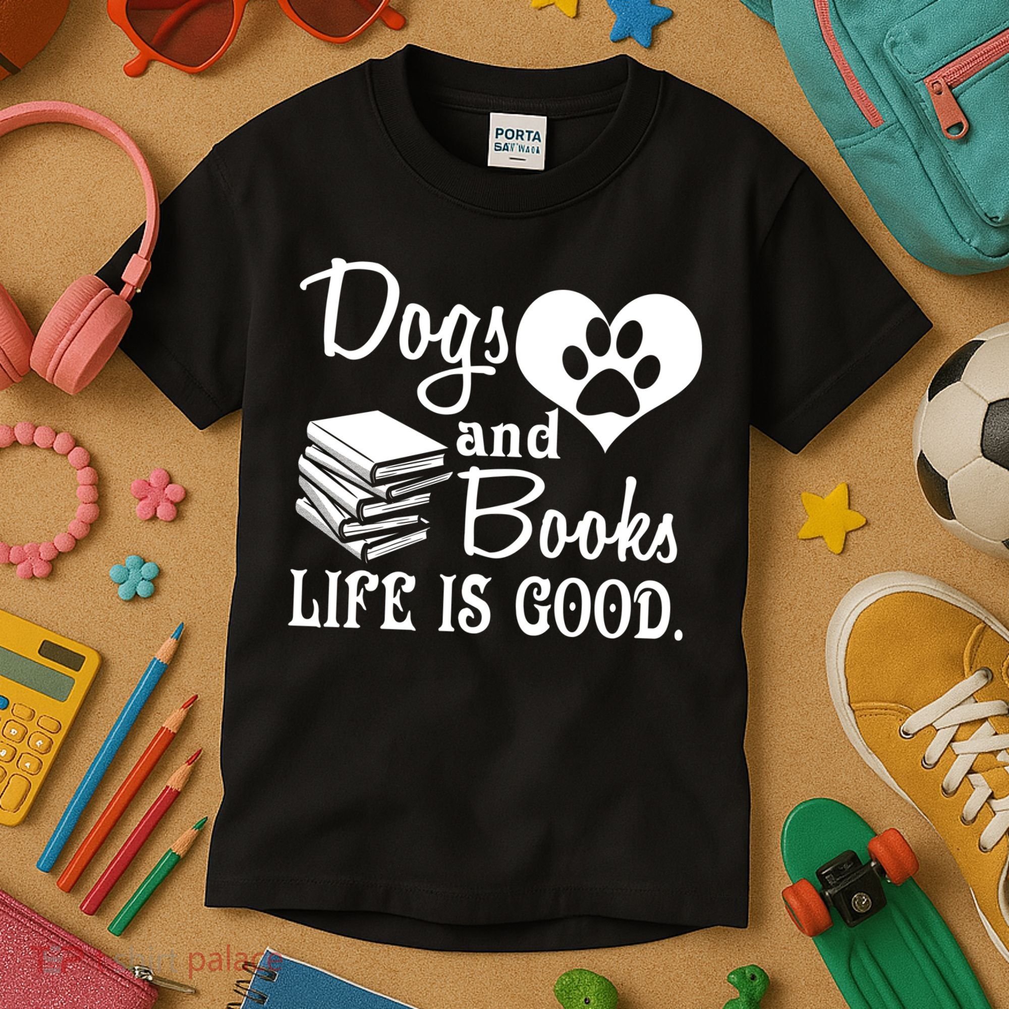 Dog And Books Are Good - Cute Animal Tee Kids T-Shirt