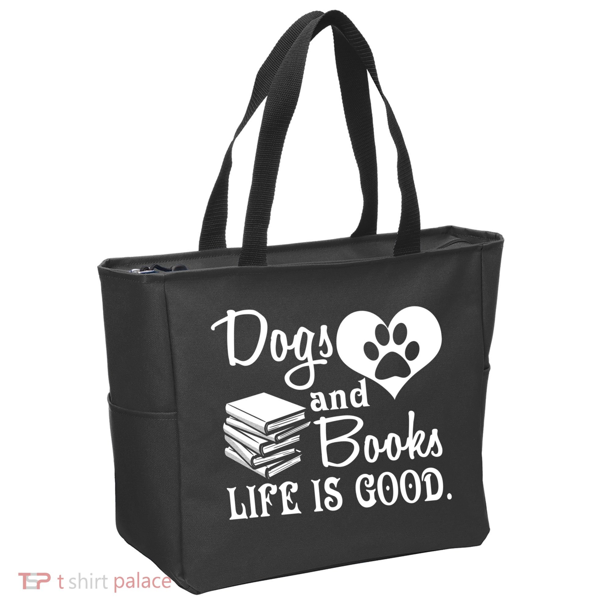 Dog And Books Are Good - Cute Animal Tee Tote Bag