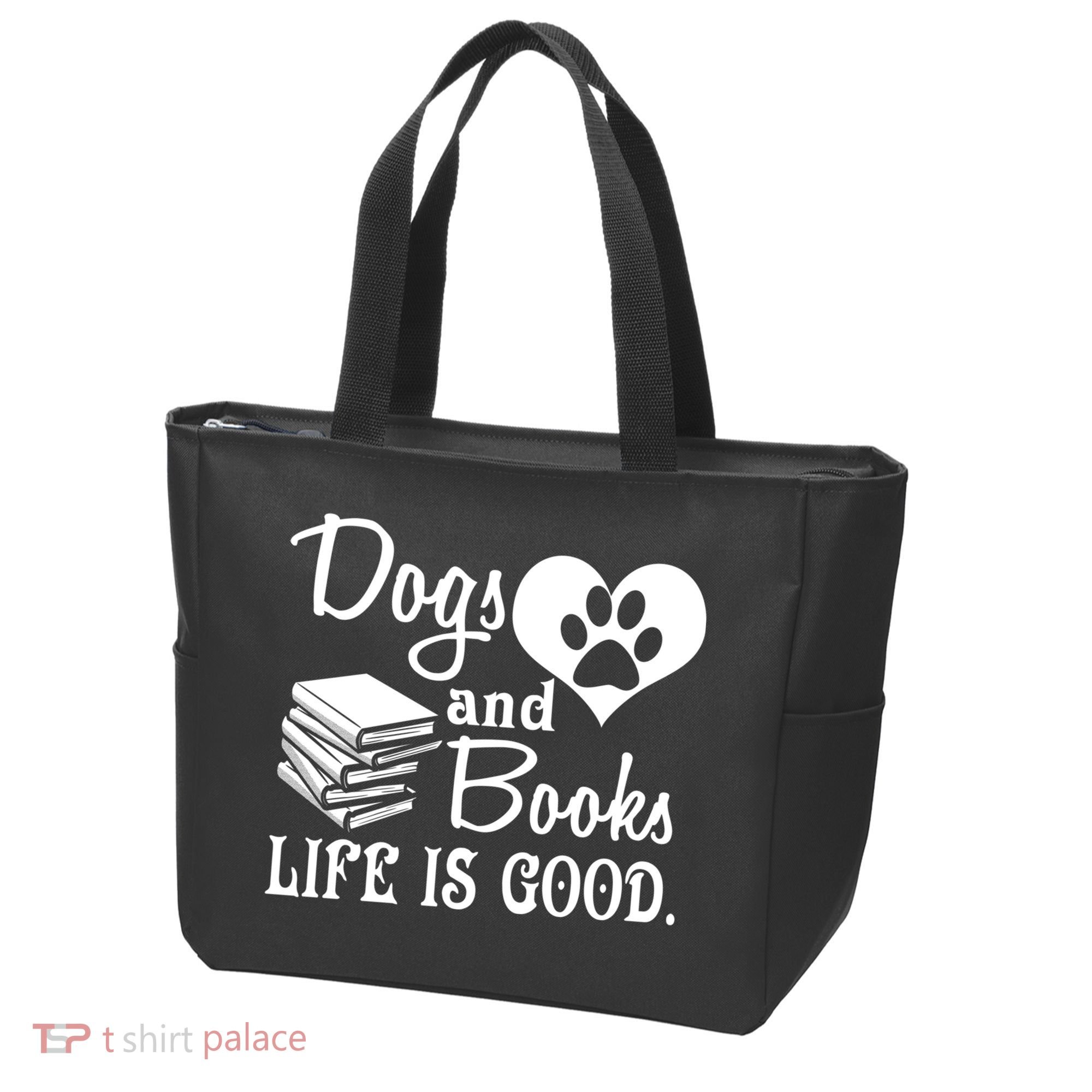 Dog And Books Are Good - Cute Animal Tee Tote Bag