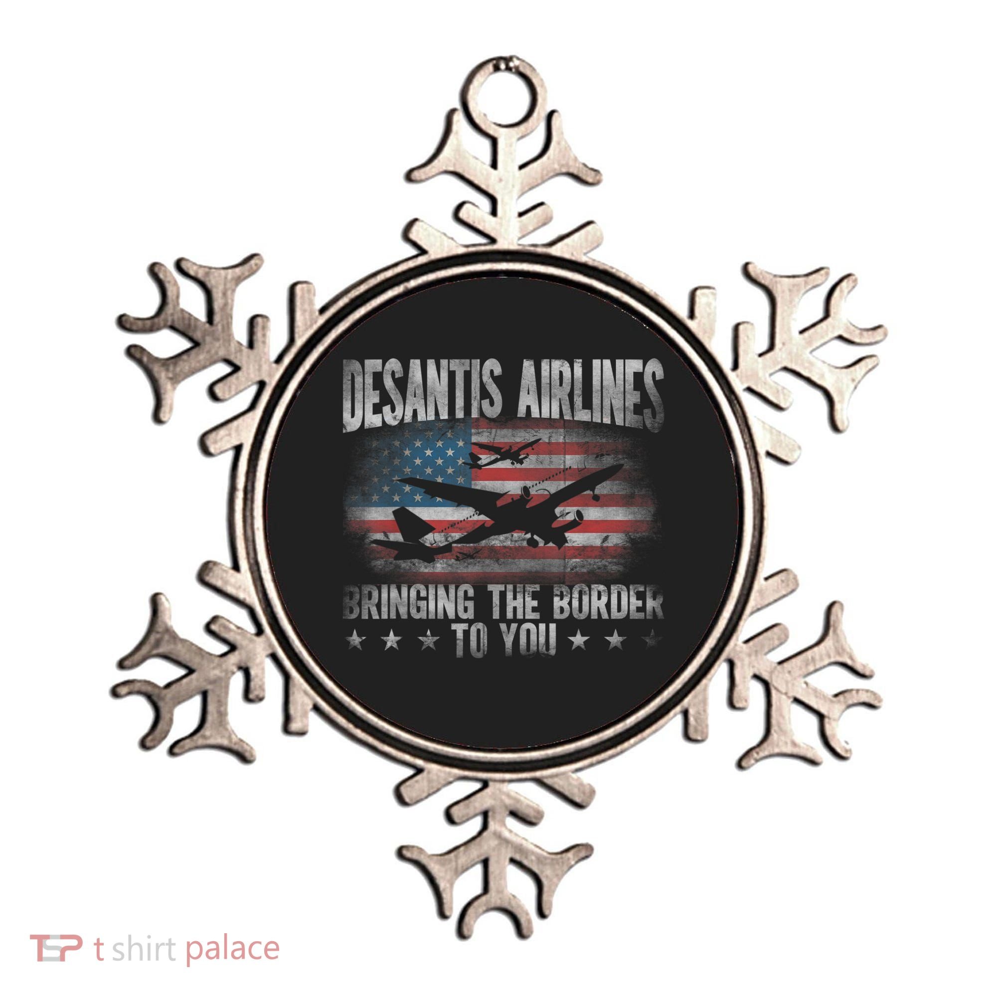 DeSantis Airlines Bringing The Border To You American US Flag Ornament