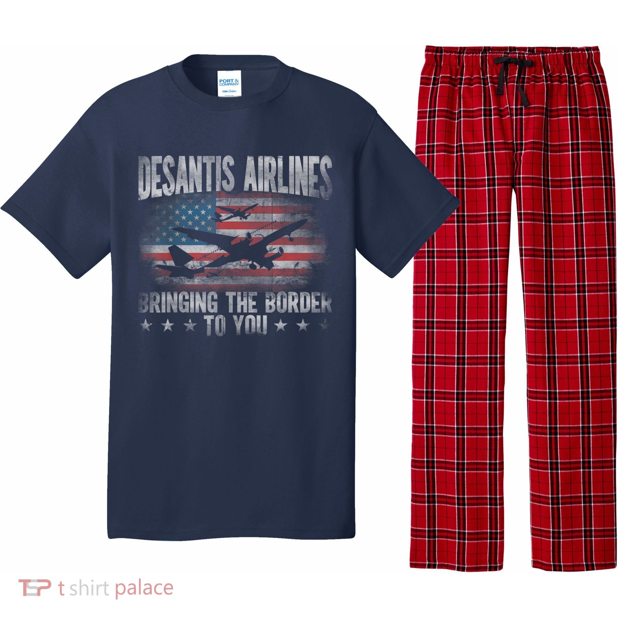 DeSantis Airlines Bringing The Border To You American US Flag Pajama Set