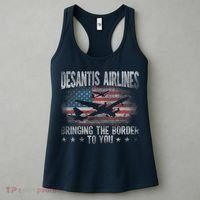 DeSantis Airlines Bringing The Border To You American US Flag Women's Tank Top thumb 3