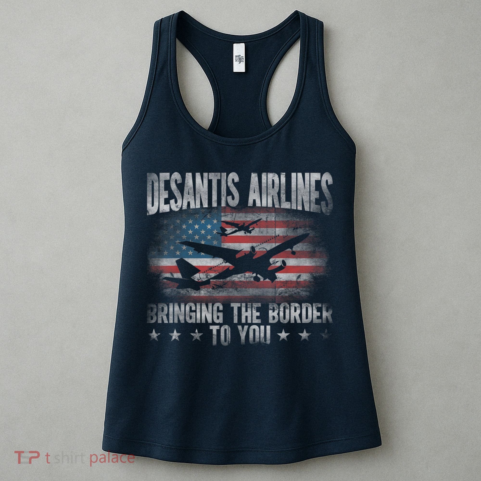 DeSantis Airlines Bringing The Border To You American US Flag Women's Tank Top