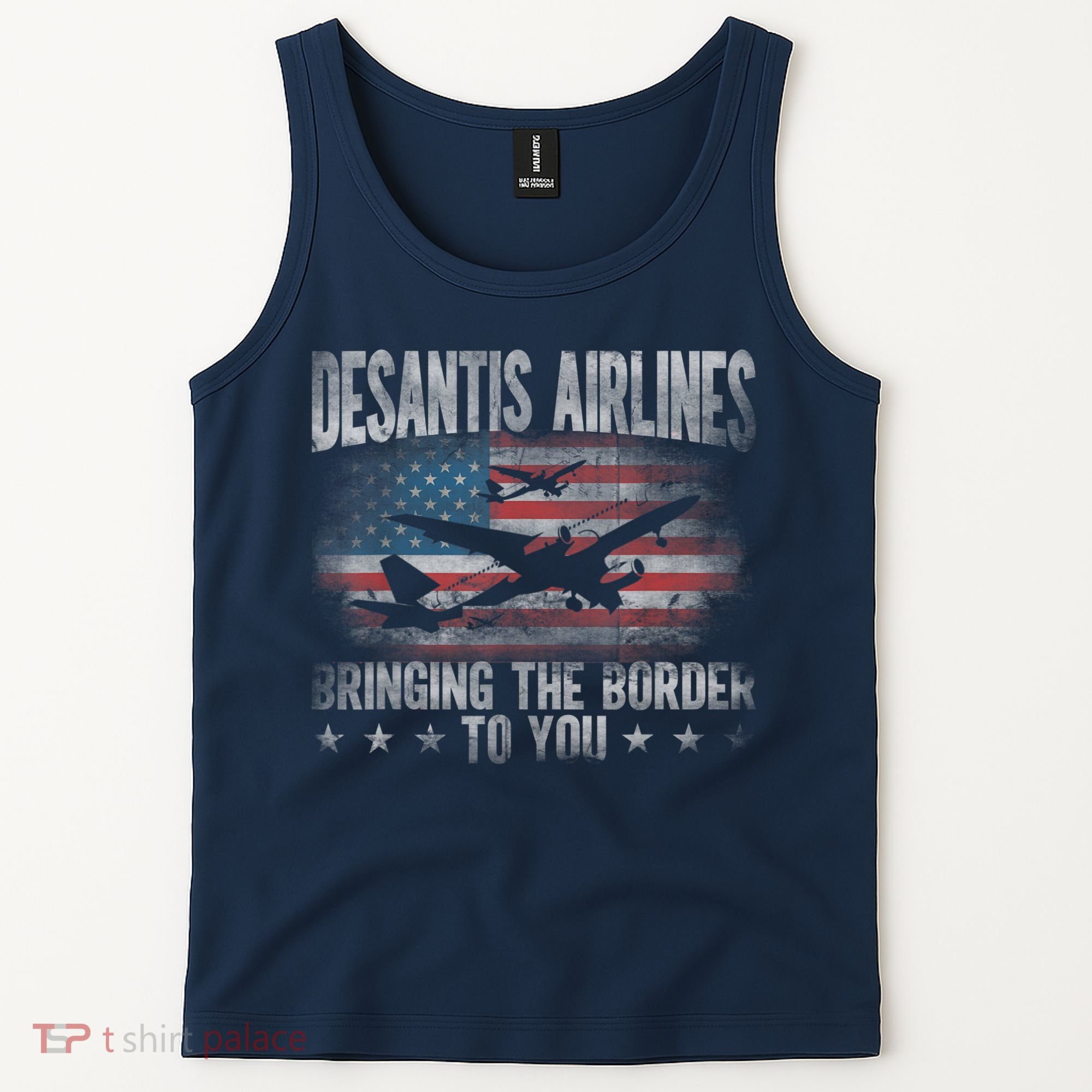 DeSantis Airlines Bringing The Border To You American US Flag Tank Top
