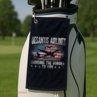 DeSantis Airlines Bringing The Border To You American US Flag Golf Towel thumb 2